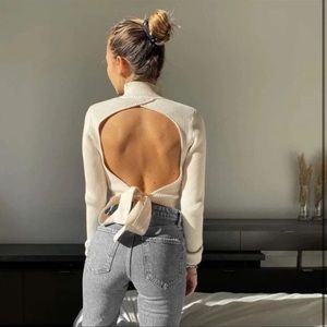 Zara open back ribbed knit sweater